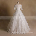 Princess Off Shoulder Applique Lace &amp; Beads 1/2 Sleeve Wedding Party Dress